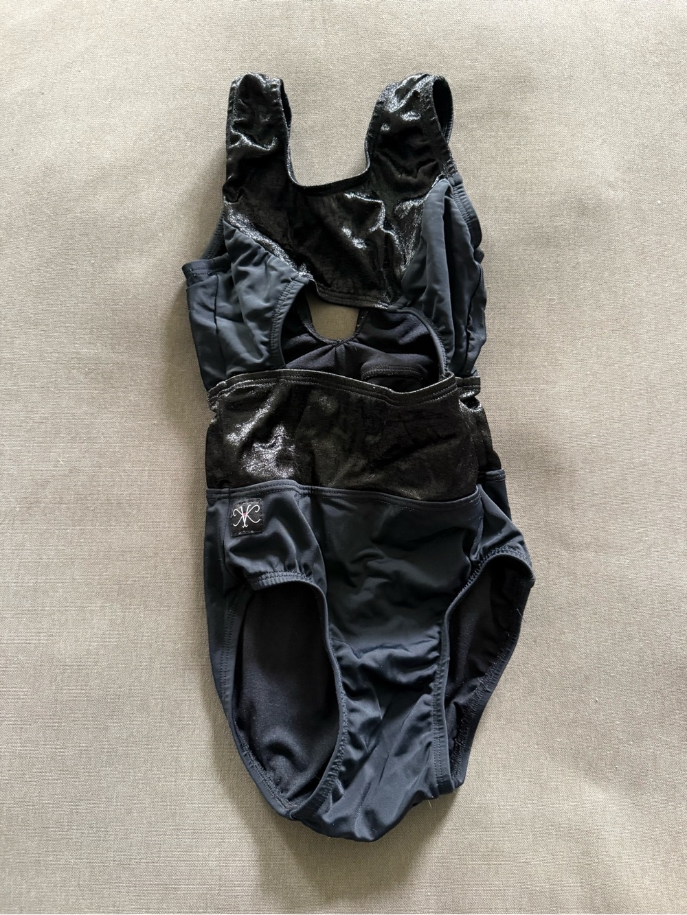 Kandi Kouture CL Girls Black Shiny-Panel One-Piece Leotard